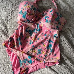 Pink Cherry Blossom One Piece Swimsuit